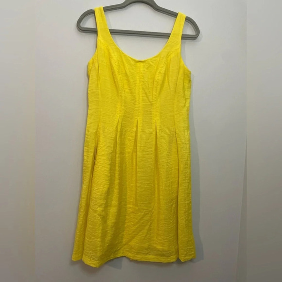 Nine West Sunshine Yellow Fit Flare Summer Dress Bright Bold size 6 - Picture 1 of 10